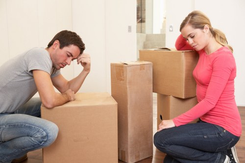 Packed boxes and furniture ready for local removals