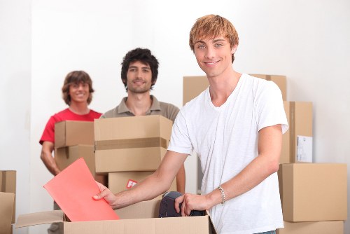 Packed boxes and moving supplies for an Enfield relocation